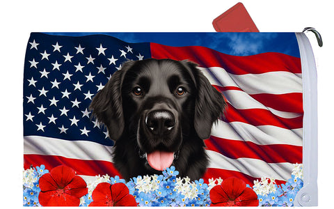 Flat Coated Retriever -  Best of Breed Patriotic Mailbox Cover Hi-Grade Vinyl 6" x 19"