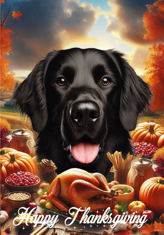 Flat Coated Retriever -  Best of Breed  Thanksgiving Outdoor House and Garden Flag