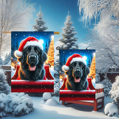 Flat Coated Retriever - Best of Breed DCR Christmas Outdoor House and Garden Flag