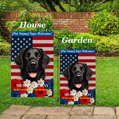 Flat Coated Retriever -  Best of Breed  Memorial Day Personalized  Outdoor House and Garden Flag