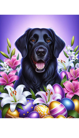 Flat Coated Retriever - Best of Breed DCR Easter Holiday    Outdoor House and Garden Flag