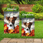 Fox Terrier Brown/BlackWhite - Best of Breed  Fall Leaves Outdoor House and Garden Flag