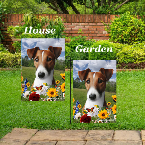 Fox Terrier Brown/BlackWhite - Best of Breed  Summer Fields Outdoor House and Garden Flag