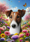 Fox Terrier Brown/BlackWhite - Best of Breed  Spring Butterflies Outdoor House and Garden Flag