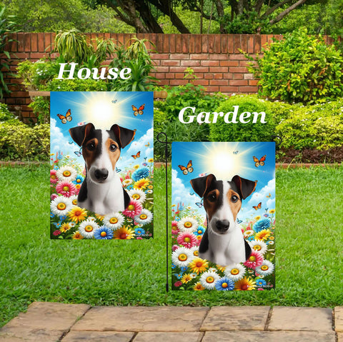Fox Terrier Tri - Best of Breed  Summer Butterflies Outdoor House and Garden Flag
