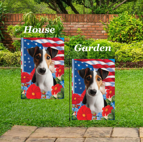Fox Terrier Tri - Best of Breed  Patriotic I All-American Outdoor House and Garden Flag