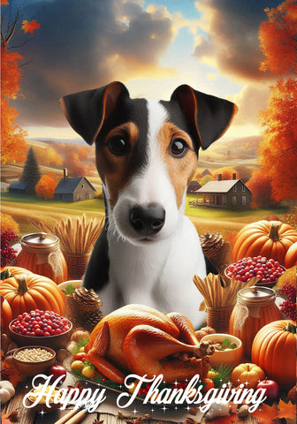 Fox Terrier Tri - Best of Breed  Thanksgiving Outdoor House and Garden Flag