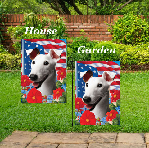 Fox Terrier White -  Best of Breed  Patriotic I All-American Outdoor House and Garden Flag