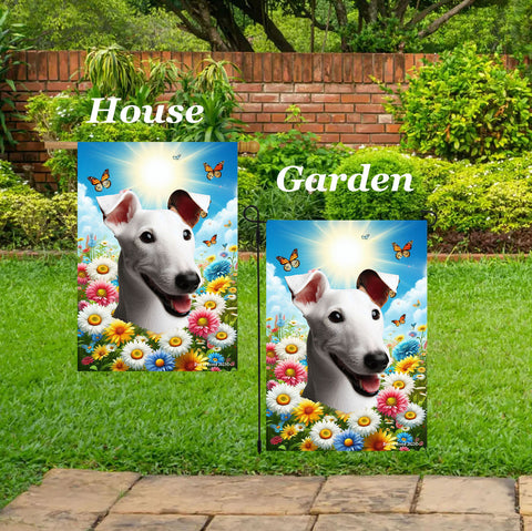 Fox Terrier White -  Best of Breed  Summer Butterflies Outdoor House and Garden Flag