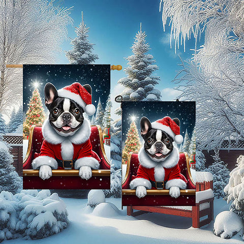 French Bulldog Black and White - Best of Breed DCR Christmas Outdoor House and Garden Flag