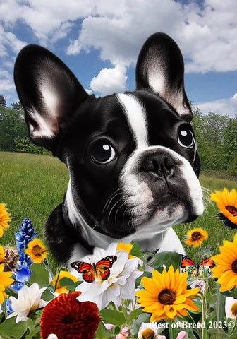 French Bulldog Black/White - Best of Breed  Summer Fields Outdoor House and Garden Flag