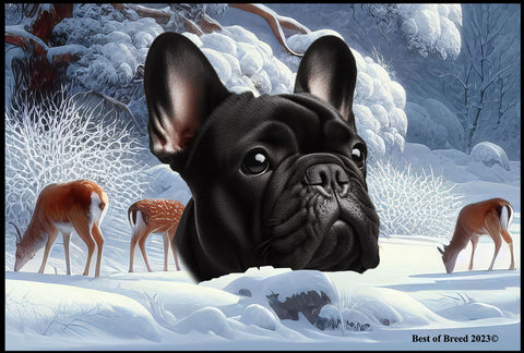 French Bulldog Black - Best of Breed Winter Wonderland Floor Mat Tufted Loop 18" x 27"