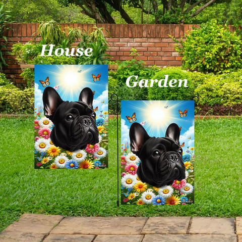 French Bulldog Black - Best of Breed  Summer Butterflies Outdoor House and Garden Flag