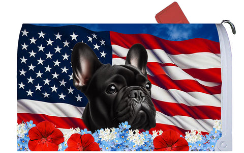 French Bulldog Black - Best of Breed Patriotic Mailbox Cover Hi-Grade Vinyl 6" x 19"