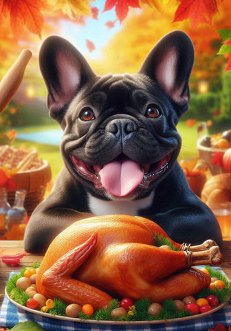 French Bulldog Black- Best of Breed DCR Thanksgiving Outdoor House and Garden Flag