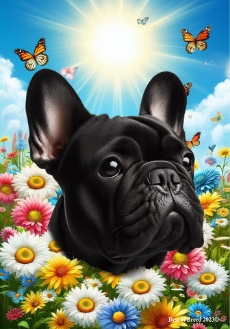French Bulldog Black - Best of Breed  Summer Butterflies Outdoor House and Garden Flag