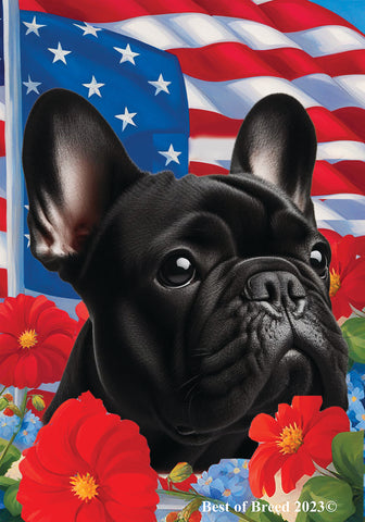 French Bulldog Black - Best of Breed  Patriotic I All-American Outdoor House and Garden Flag