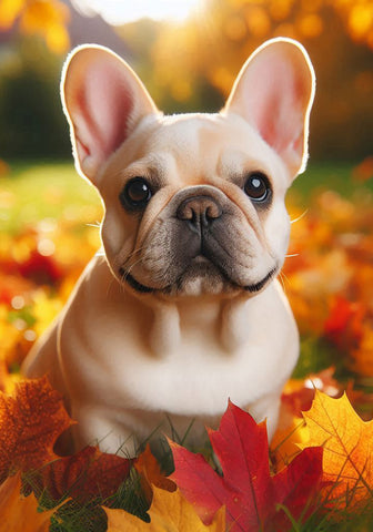 French Bulldog Cream - Best of Breed DCR Falling Leaves Outdoor Flag