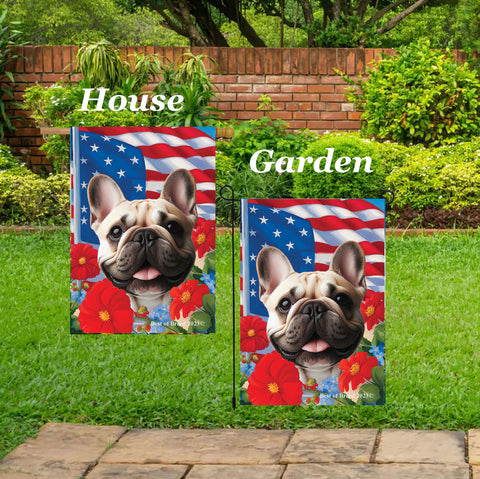 French Bulldog Cream - Best of Breed  Patriotic I All-American Outdoor House and Garden Flag