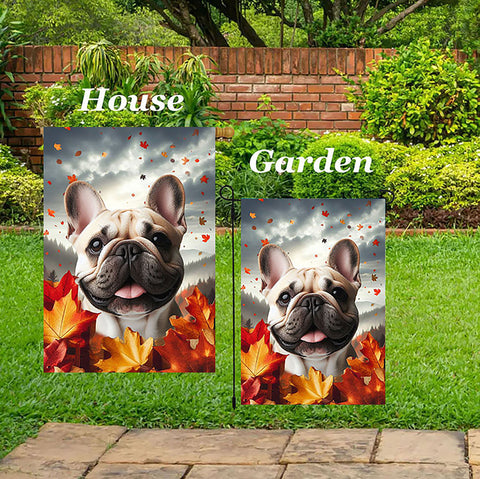 French Bulldog Cream - Best of Breed  Fall Leaves Outdoor House and Garden Flag