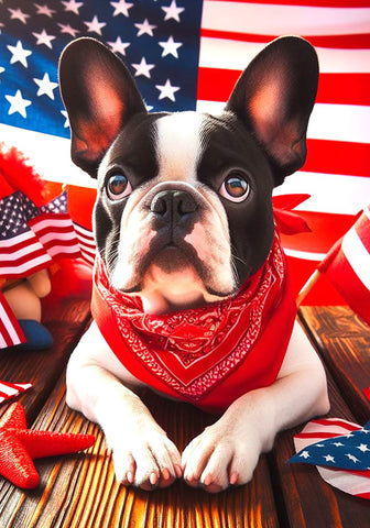 French Bulldog Pied - Best of Breed DCR Patriotic I Outdoor Flag