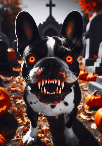 French Bulldog Black and White - Best of Breed DCR Halloween Outdoor House and Garden Flag