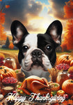 French Bulldog White/Black - Best of Breed  Thanksgiving Outdoor House and Garden Flag