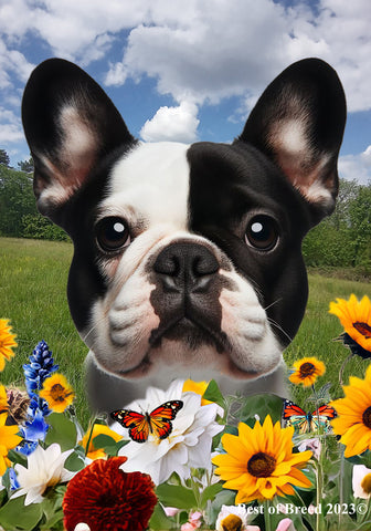 French Bulldog White/Black - Best of Breed  Summer Fields Outdoor House and Garden Flag