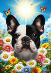 French Bulldog White/Black - Best of Breed  Summer Butterflies Outdoor House and Garden Flag