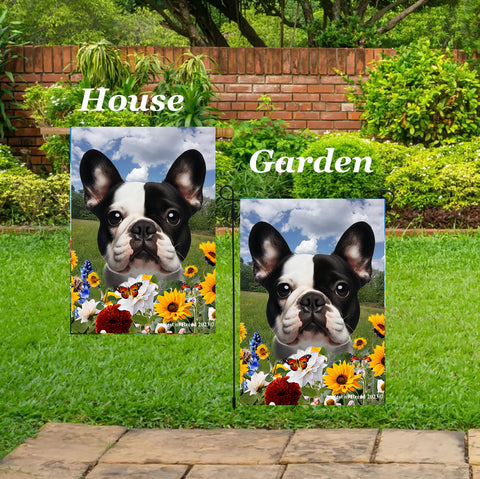 French Bulldog White/Black - Best of Breed  Summer Fields Outdoor House and Garden Flag