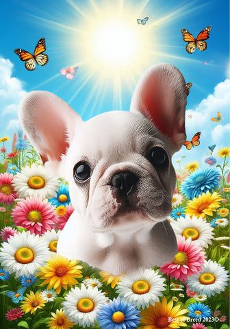 French Bulldog White - Best of Breed  Summer Butterflies Outdoor House and Garden Flag