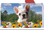 French Bulldog White - Best of Breed Summer Flowers Mailbox Cover Hi-Grade Vinyl 6" x 19"