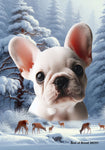 French Bulldog White - Best of Breed  Winter Wonderland Outdoor House and Garden Flag