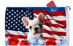 French Bulldog White - Best of Breed Patriotic Mailbox Cover Hi-Grade Vinyl 6" x 19"