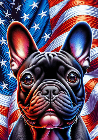French Bulldog Black- Best of Breed DCR Patriotic III   Outdoor House and Garden Flag