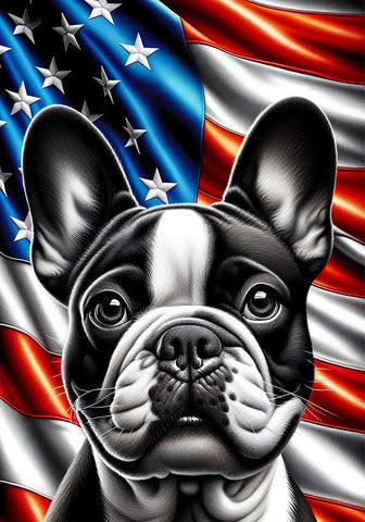 French Bulldog Black and White - Best of Breed DCR Patriotic III   Outdoor House and Garden Flag