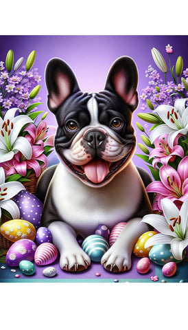 French Bulldog Black and White - Best of Breed DCR Easter Holiday    Outdoor House and Garden Flag