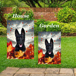 German Shepherd Black - Best of Breed  Fall Leaves Outdoor House and Garden Flag