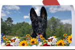 German Shepherd Black - Best of Breed Summer Flowers Mailbox Cover Hi-Grade Vinyl 6" x 19"