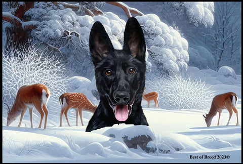 German Shepherd Black - Best of Breed Winter Wonderland Floor Mat Tufted Loop 18" x 27"