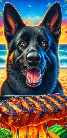 German Shepherd Black - Best of Breed DCR 100% Poly Velour Micro Fiber Beach Towel Quick Dry 30" x 60"