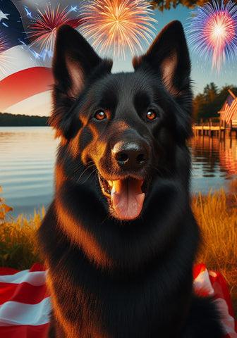 German Shepherd Black  - Best of Breed DCR July 4 Outdoor Flag