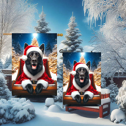 German Shepherd Black - Best of Breed DCR Christmas Outdoor House and Garden Flag