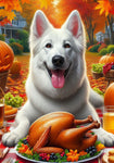 German Shepherd White - Best of Breed DCR Thanksgiving Outdoor House and Garden Flag