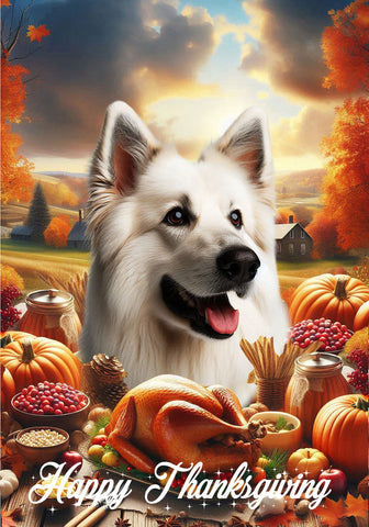 German Shepherd White - Best of Breed  Thanksgiving Outdoor House and Garden Flag