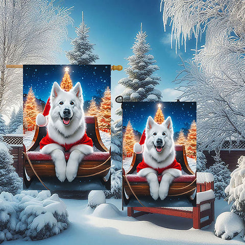 German Shepherd White - Best of Breed DCR Christmas Outdoor House and Garden Flag