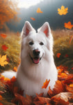 German Shepherd White - Best of Breed DCR Falling Leaves Outdoor Flag