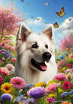 German Shepherd White - Best of Breed  Spring Butterflies Outdoor House and Garden Flag