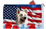 German Shepherd White - Best of Breed Patriotic Mailbox Cover Hi-Grade Vinyl 6" x 19"