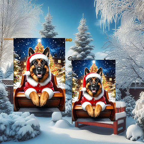 German Shepherd  - Best of Breed DCR Christmas Outdoor House and Garden Flag